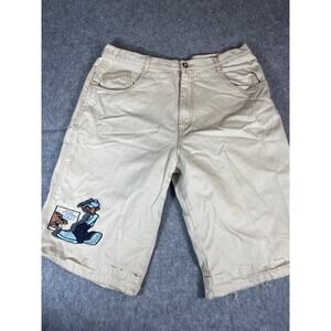 VINTAGE 90s Raw Blue ABR Shorts Mens 40 Khaki Keep On Dog Hiphop Baggy Jorts